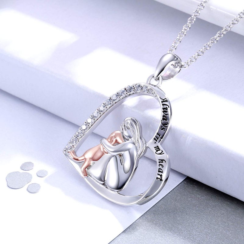 Apotie Sterling Silver Dog Necklace for her - Always in My Heart Pendant Puppy Mother Day Jewelry Gift for Mom Pet Lover (Dog and Heart Necklace) - Image 5